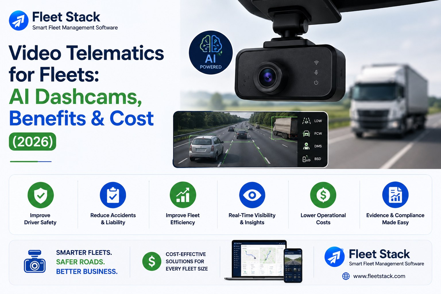 Video Telematics for Fleets: AI Dashcams, Benefits & Cost (2026)
